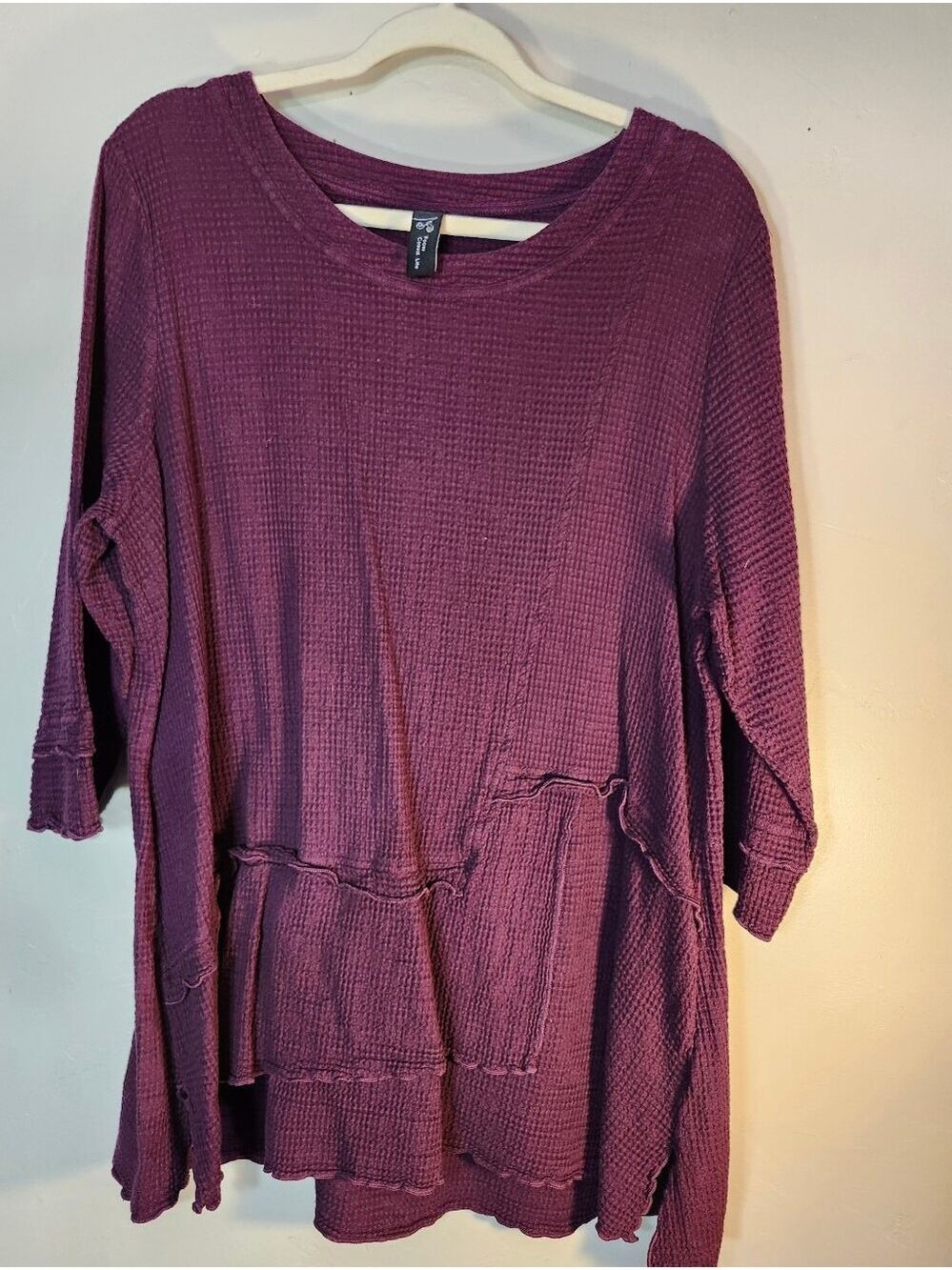 Focus Relaxed Waffle Tunic Top - Deep Plum